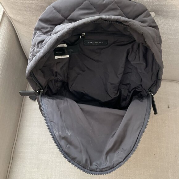 Marc Jacobs Quilted Nylon Backpack Purse Office School Travel Bag - Gray main image 4